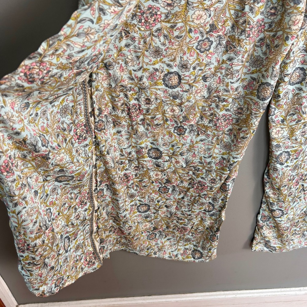 Paani Wide Leg Pants Womens Large India Floral Block Print NWT Boho Genie Kantha - Picture 9 of 10